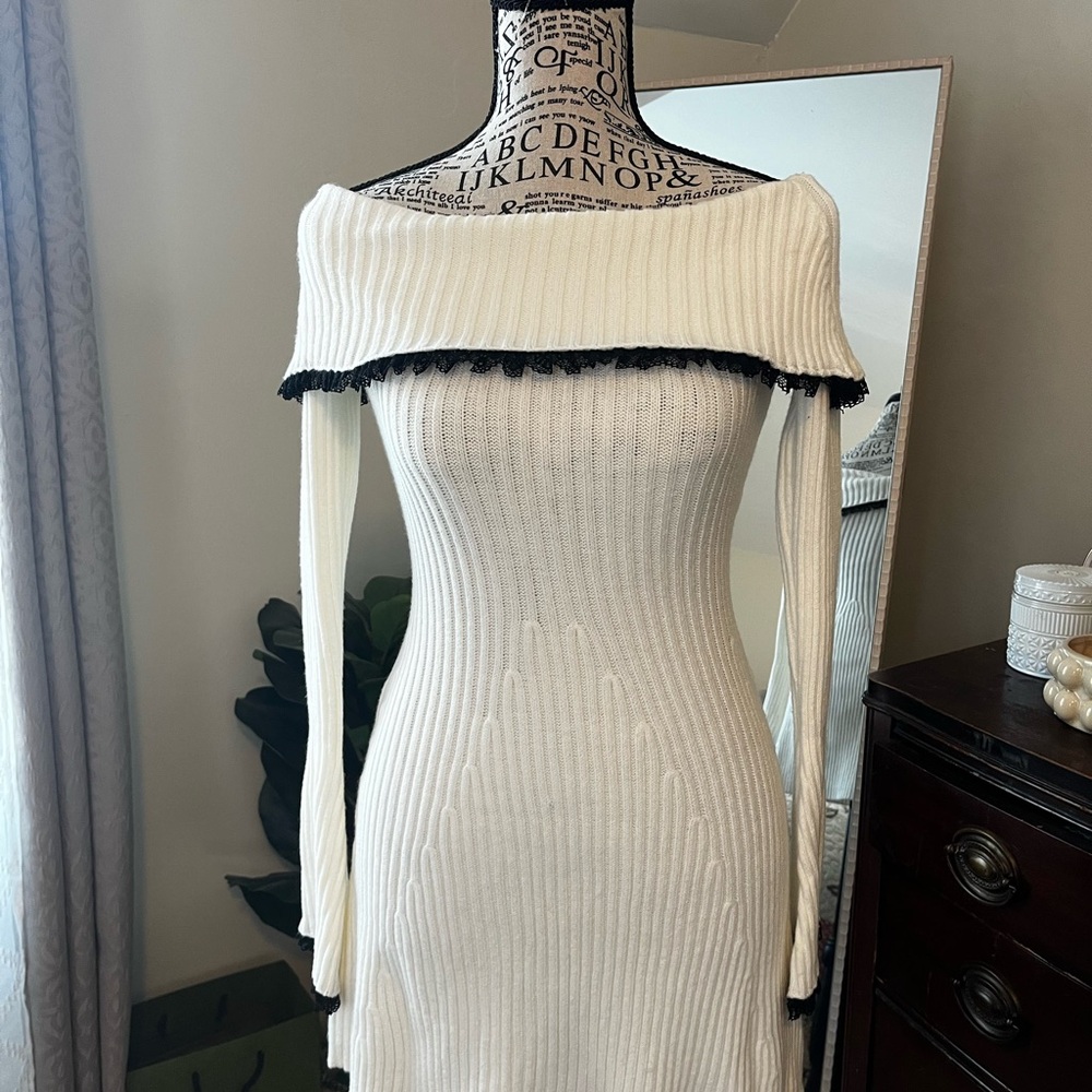 Elegant Off-Shoulder White Sweater